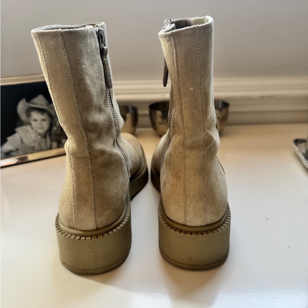 Vince Tan Suede Cady Boots Zip Up 8 - Picture 2 of 5